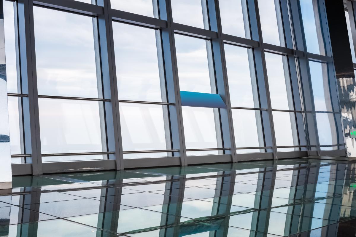 window in skyscraper , transparent modern viewing platform